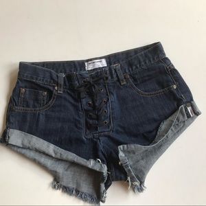 One Teaspoon Lace Up Jean Shorts